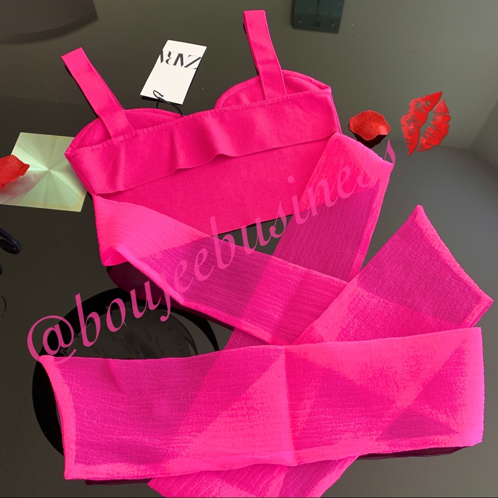 ZARA Organza Tied Crop Top - Picture 14 of 16